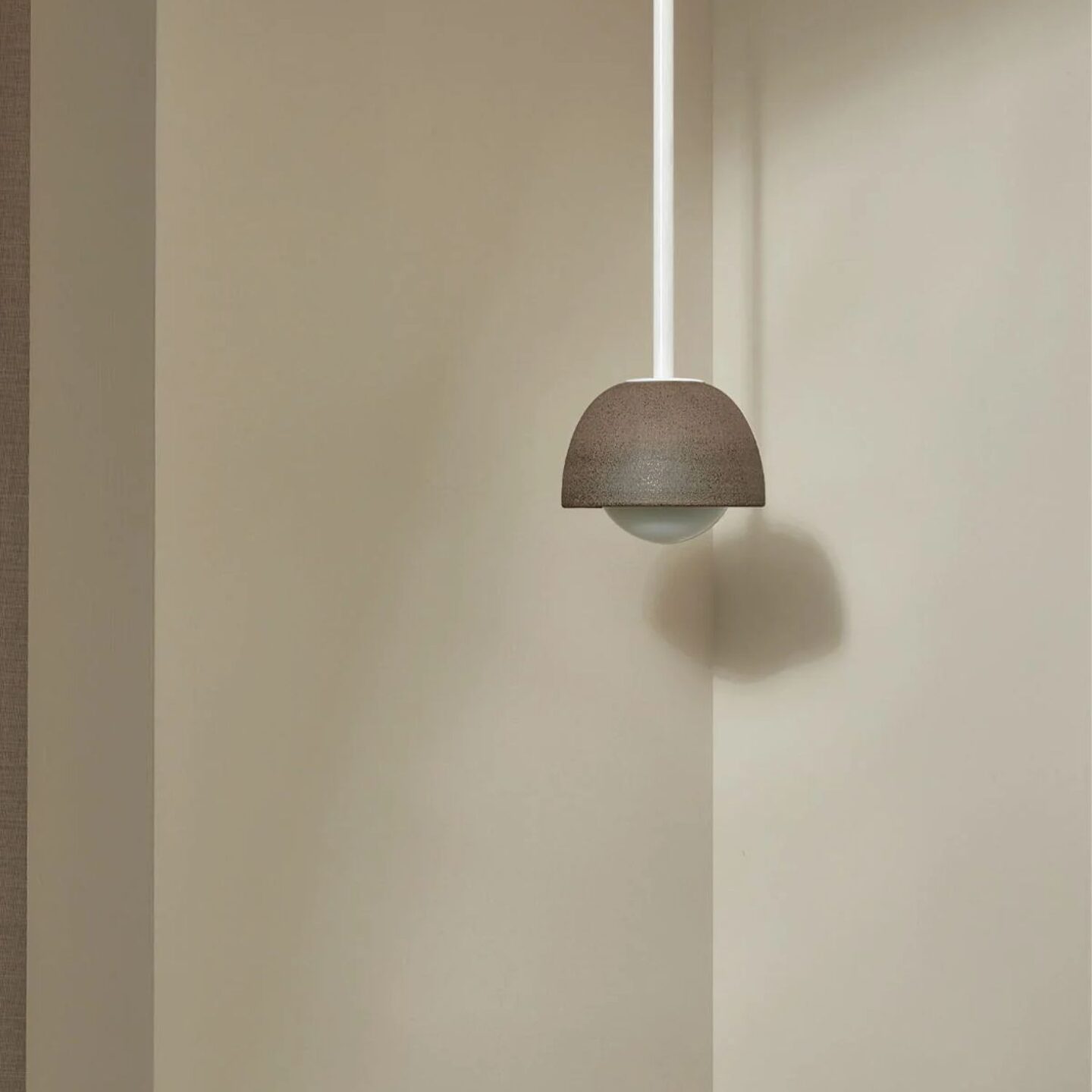 Terra 0 Pendant Light - Solid Rod Clay, White Satin